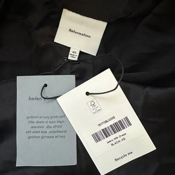 Reformation Jeany Silk Dress Black - Picture 10 of 12